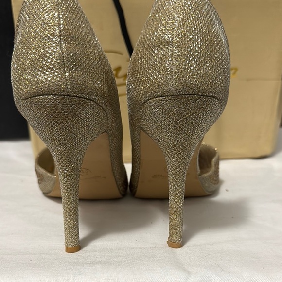 Cathy Din Asymmetrical Gold Women's 4-inch Heels Size 8.5 - Picture 5 of 7